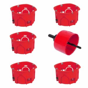 Lot de 5 Boîtes d'Encastrement Cloison Sèche avec Scie Cloche - Idéal pour Appareillages Électriques