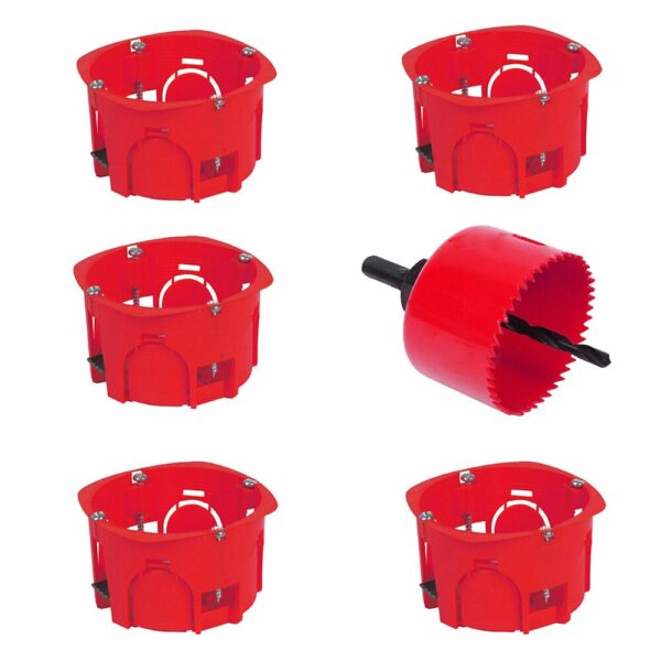 Lot de 5 Boîtes d'Encastrement Cloison Sèche avec Scie Cloche - Idéal pour Appareillages Électriques