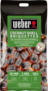 Sac de 8 kg de briquettes coques de noix de coco pour barbecue