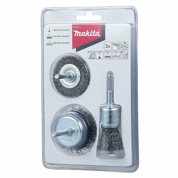 Lot de 3 brosses boisseau pour perceuse MAKITA D-66070 pour un nettoyage efficace