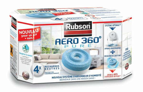 Absorbeur AERO 360 PURE Recharge – Lot de 4 pour Neutralisation Durable des Mauvaises Odeurs