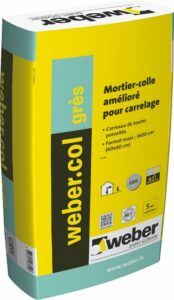 Mortier-colle à adhérence (C2) – WEBER COLLE GRES – Sac de 25 Kg – BLANC