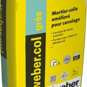 Mortier-colle à adhérence (C2) - WEBER COLLE GRES - Sac de 25 Kg - BLANC
