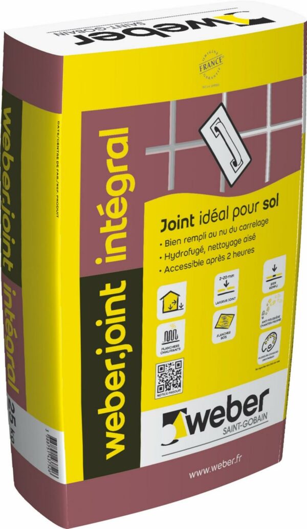 Mortier pour joints de carrelage Weber Joint Integral - Sac de 25 Kg - Gris Acier E09