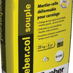 Mortier-colle déformable Webercol souple - blanc - sac de 25 kg