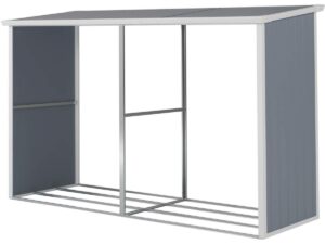 Abri bûches en résine « Alexandre » – 3.38 m² – Résistant, Facile à Installer, Gris