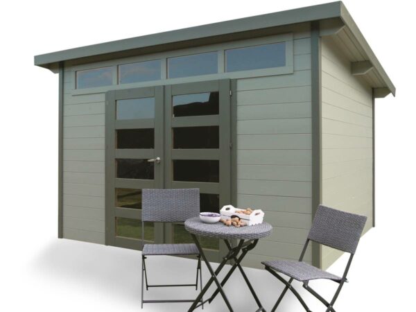 Abri jardin en bois "Verona" 7.2 m² – Structure robuste, toiture bitumée, sécurité renforcée