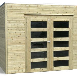 Abri de jardin en bois "Bari" 8,69 m² - Structure autoclave, double porte, toiture EPDM