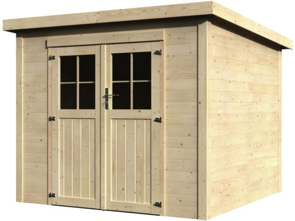 Abri de jardin en bois "Talion" 5.36 m² – Structure en sapin blanc, porte double vitrée, toiture en OSB et toile bitumée
