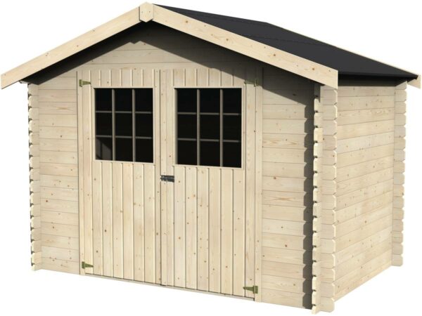 Abri de jardin en bois "Flodova" 5,90 m² - Structure 28 mm, Double Porte & Toiture Bitumée