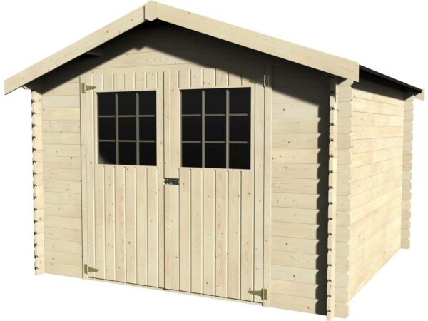 Abri de jardin en bois "Flodovrak" 8.88 m² - Structure en Sapin Blanc du Nord, Montage Facile