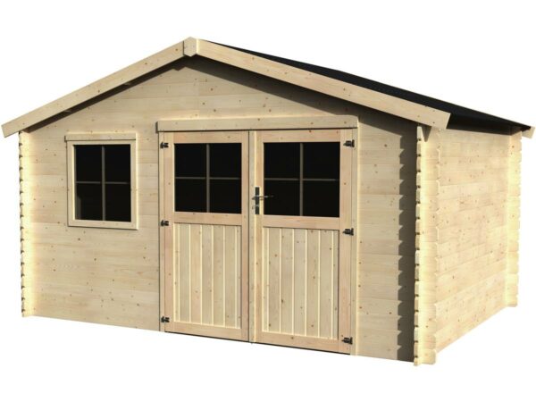 Abri de Jardin en Bois Flodeal 11.86 m² – Structure en Sapin Blanc – Dimensions 3.98 x 2.98 x 2.44 m