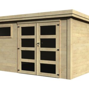 Abri de Jardin en Bois "Paolo" 10 m² - Structure en Sapin Blanc, Porte Vitrée et Toiture Bitumée