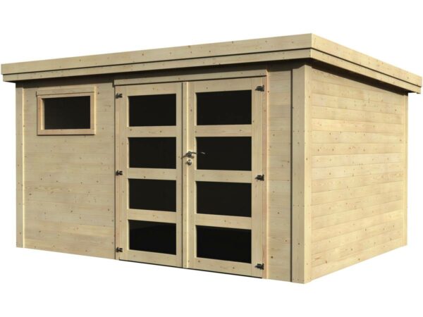 Abri de Jardin en Bois "Paolo" 10 m² - Structure en Sapin Blanc, Porte Vitrée et Toiture Bitumée