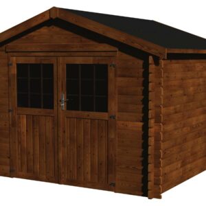 Abri Jardin en Bois "Valodeal" 8.88 m² - Structure en Sapin Blanc du Nord, Traitée Marron, Facile à Monter