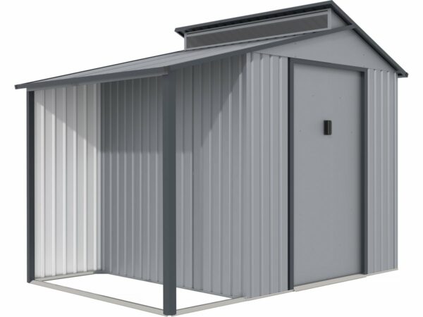 Abri de Jardin Métal avec Pergola "Madras" - 5.64 m² - Gris, Facile à Monter et Résistant aux Intempéries