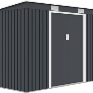 Abri de jardin métal monopente "Austin" - 3,14 m² - Gris, Résistant et Facile à Installer