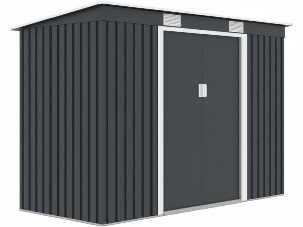 Abri de jardin métal monopente "Austin" - 3,14 m² - Gris, Résistant et Facile à Installer