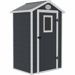 Abri de Jardin Résine "Texas" 1.34 m² Anthracite - Résistant aux UV, Anti-rouille avec Kit d'ancrage inclus