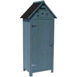 Armoire de Jardin "Cabanon" en Bois de Sapin Bleu Ciel - Résistante à l'Eau et UV | Dimensions 77x54.5x179 cm
