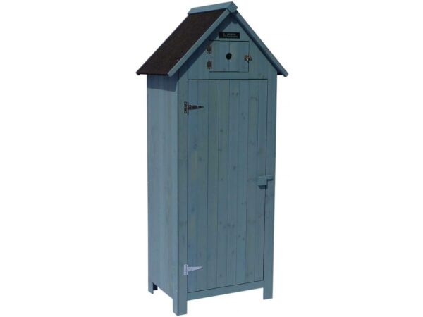 Armoire de Jardin "Cabanon" en Bois de Sapin Bleu Ciel - Résistante à l'Eau et UV | Dimensions 77x54.5x179 cm