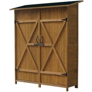 Armoire de Jardin "Espacio" Marron 140x49x162 cm - Rangement Extérieur en Bois Traitée