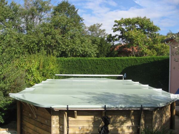 Bâche à Barres "Coverwood" pour Piscine Santiago Hors Sol - Bleu - Protection & Facilité d'Installation