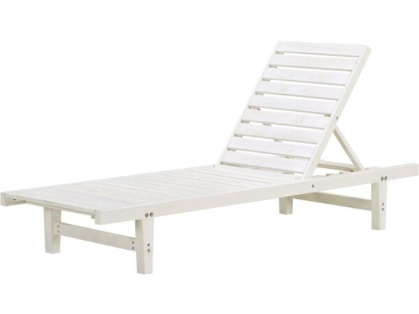 Bain de Soleil en Bois "Rawai" Blanc - Siège Inclinable et Design Naturel