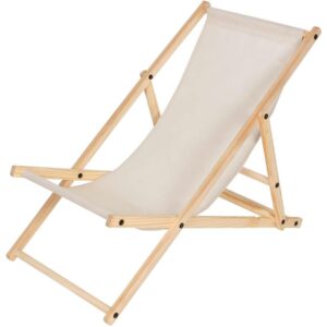 Transat en bois "Chilienne" - Ecru