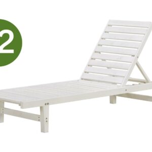 Lot de 2 Bains de Soleil en Bois "Rawai" Blanc – Confort et Élégance pour votre Terrasse