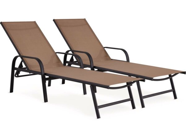 Lot de 2 Bains de soleil en métal "Farniente" Taupe - Confort et Résistance pour votre Extérieur