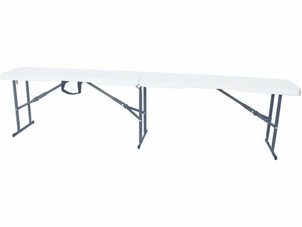 Banc pliant "Foldy" Blanc 183x28x43 cm - Léger, Résistant et Pliable pour Intérieur et Extérieur