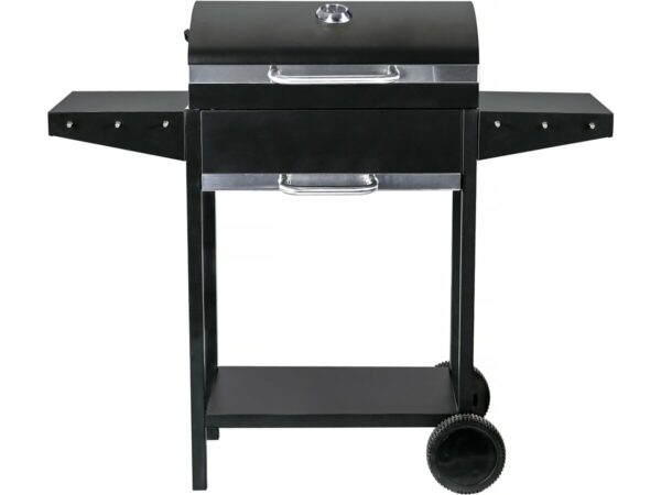 Barbecue Charbon de Bois "Bizon" 119x50x101 cm - Noir, Facile à Déplacer et Résistant