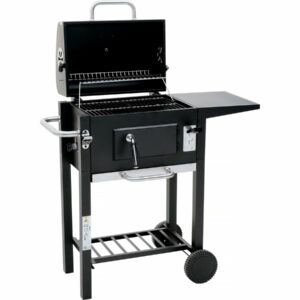 Barbecue charbon de bois "Vicomte" 92.5x46x123 cm - Surface de cuisson 45x31 cm, roulettes et réservoir de graisse