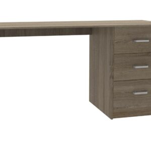 Bureau "Laury" en Chêne - 121 x 55 x 74 cm avec 3 tiroirs