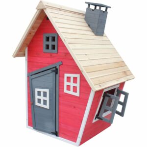 Maisonnette "Lilou" - 119.5 x 156 x 102 cm - Rouge/Gris