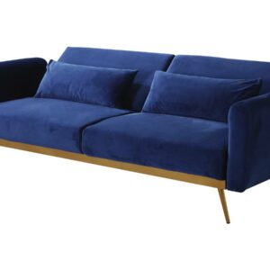 Canapé Clic Clac en Velours "Donia" 3 Places – Convertible Bleu Foncé 203x81x83 cm