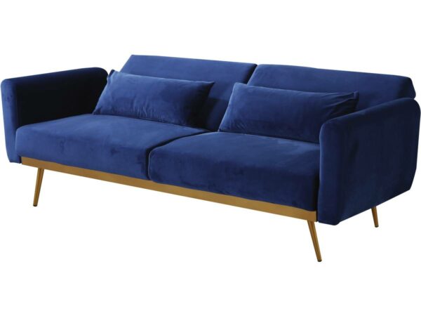 Canapé Clic Clac en Velours "Donia" 3 Places – Convertible Bleu Foncé 203x81x83 cm
