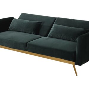 Canapé Clic Clac en Velours "Donia" - 3 Places Vert Foncé - Convertible, Design Épuré