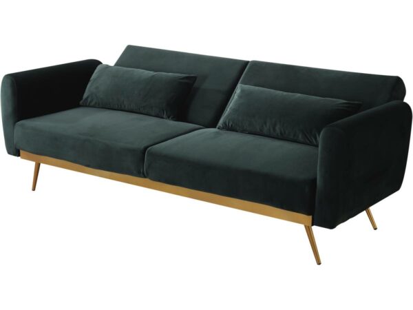 Canapé Clic Clac en Velours "Donia" - 3 Places Vert Foncé - Convertible, Design Épuré