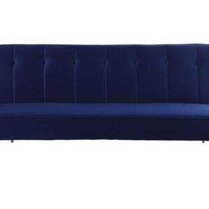 Canapé Clic Clac Velours "James" Bleu Foncé 3 Places - Convertible, Design Épuré