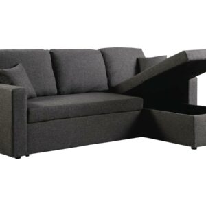 Canapé d'angle convertible/ réversible avec coffre "Alain" - 3 places - Gris