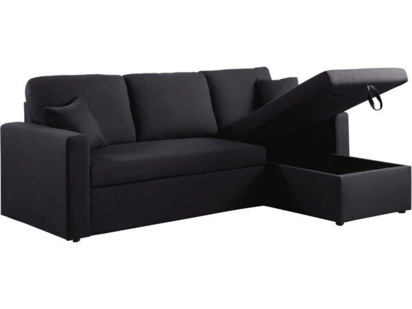 Canapé d'angle convertible/réversible "Alain" - 3 places - Noir
