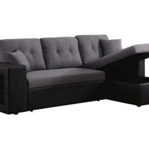 Canapé d'angle convertible/réversible "Axel" - 3 places - Noir/Gris