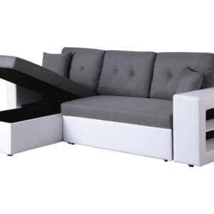 Canapé d'angle convertible/réversible "Axel" - 3 places - Blanc/Gris