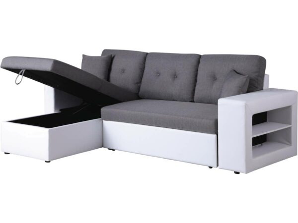 Canapé d'angle convertible/réversible "Axel" - 3 places - Blanc/Gris