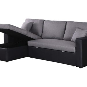 Canapé d'angle convertible réversible "Alain" 3 places - Gris / Noir | Confort & Design