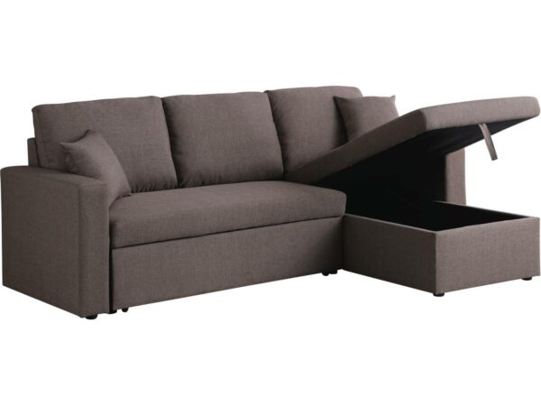 Canapé d'Angle Convertible Réversible "Alain" en Lin Taupe – Confort et Praticité pour Votre Salon
