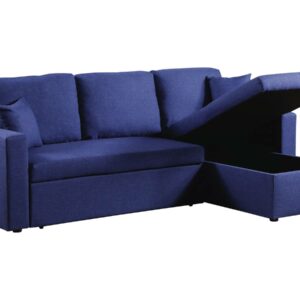 Canapé d'Angle Convertible Réversible "Alain" 3 Places Bleu avec Coffre – Design Confort et Praticité