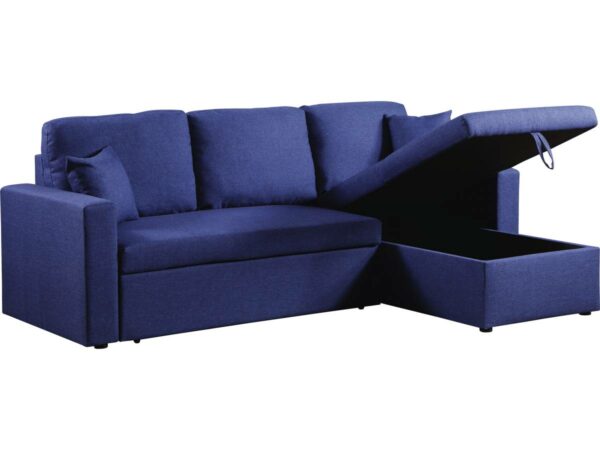 Canapé d'Angle Convertible Réversible "Alain" 3 Places Bleu avec Coffre – Design Confort et Praticité